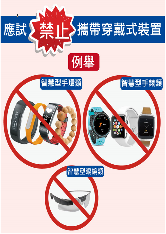 禁止攜帶穿戴式裝置